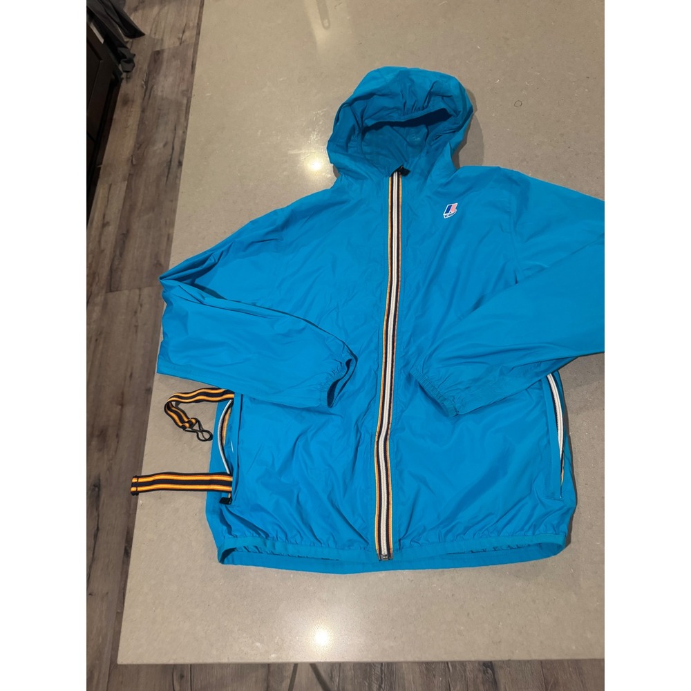 K Way Kids Le Vrai 30 Jacket Blue Hooded Lightweight Nylon Polyammide Size 14Y‎